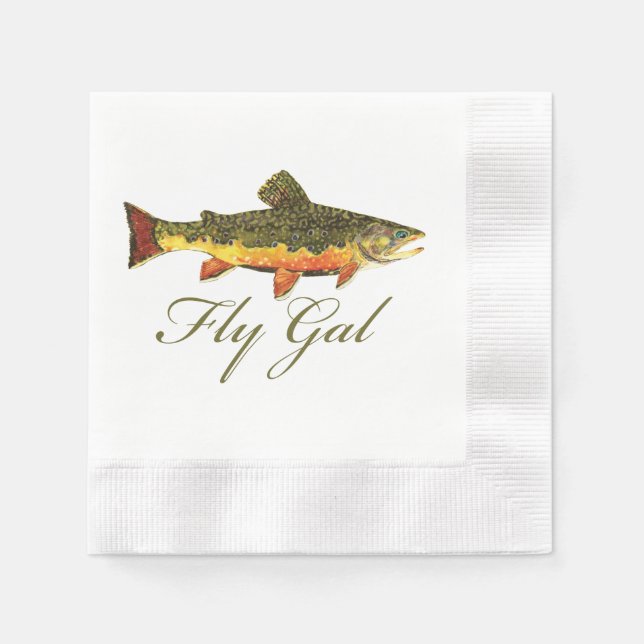 Fly Fishing Woman's Paper Napkins (Front)