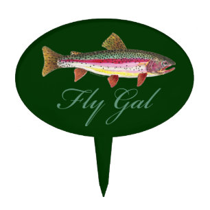 Fly Fishing Women Cake Topper