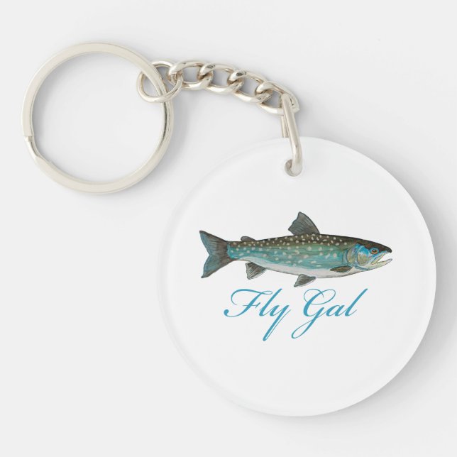 Fly Fishing Women Keychain (Front)