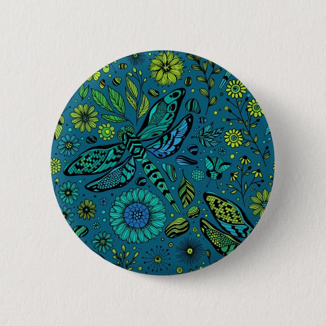 Fly, fly dragonfly on blue button (Front)