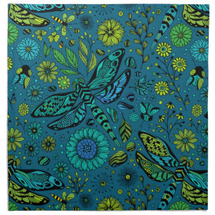 Fly, fly dragonfly on blue cloth napkin