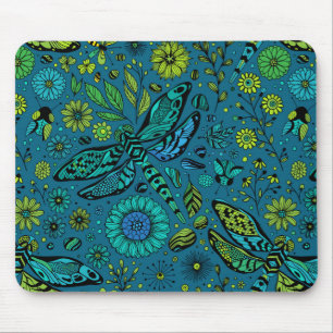 Fly, fly dragonfly on blue mouse pad