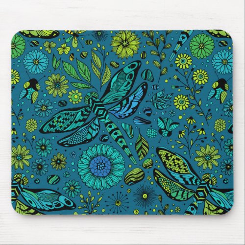 Fly fly dragonfly on blue mouse pad