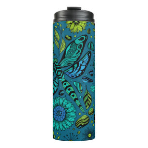 Fly, fly dragonfly on blue thermal tumbler