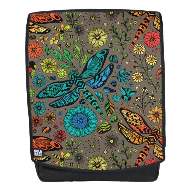 Fly, fly dragonfly on brown backpack (Front)