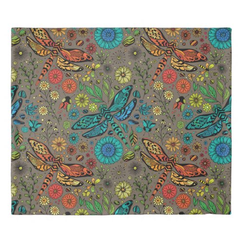 Fly fly dragonfly on brown duvet cover