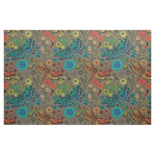 Fly, fly dragonfly on brown fabric