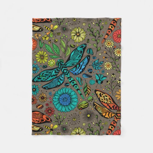 Fly fly dragonfly on brown fleece blanket