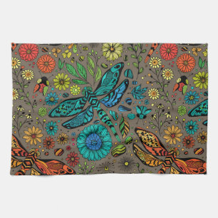 Fly, fly dragonfly on brown kitchen towel
