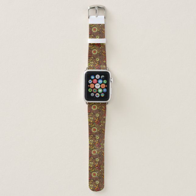 Fly, fly dragonfly on cinnamon brown apple watch band (Front)