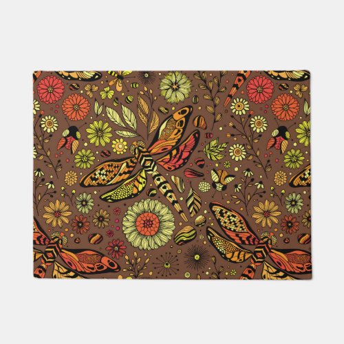 Fly fly dragonfly on cinnamon brown doormat