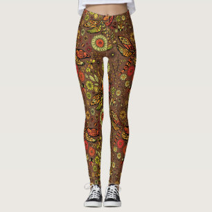Fly, fly dragonfly on cinnamon brown leggings