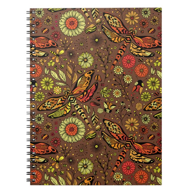 Fly, fly dragonfly on cinnamon brown notebook (Front)