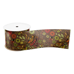 Fly, fly dragonfly on cinnamon brown satin ribbon