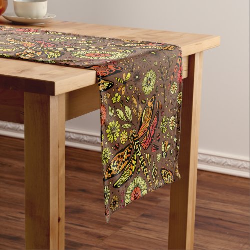 Fly fly dragonfly on cinnamon brown short table runner