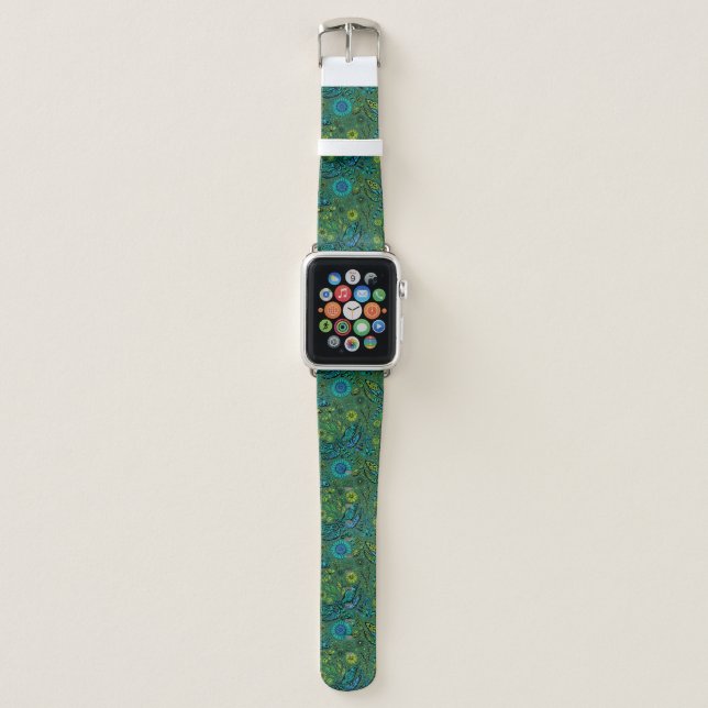 Fly, fly dragonfly on emerald green apple watch band (Front)