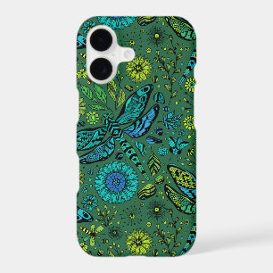 Fly, fly dragonfly on emerald green iPhone 17 case