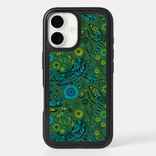 Fly, fly dragonfly on emerald green iPhone 16 case