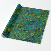 Fly, fly dragonfly on emerald green wrapping paper (Unrolled)