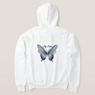 Fly Free – Blue Butterfly Art Design Hoodie