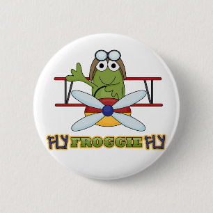 Fly Froggie Fly Tshirts and Gifts Button