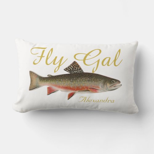 Fly Gal Fishermen Fly Fishing Trout Flies Lumbar Pillow