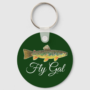 FLY GAL - Fly Fishing Fisherwoman Woman's Keychain