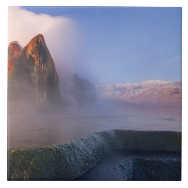 Fly Geyser with snow capped Granite Range Ceramic Tile (Front)