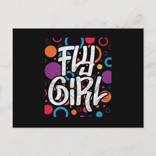 Fly Girl 90s Nineties Hip Hop Disco Party Invitation Postcard