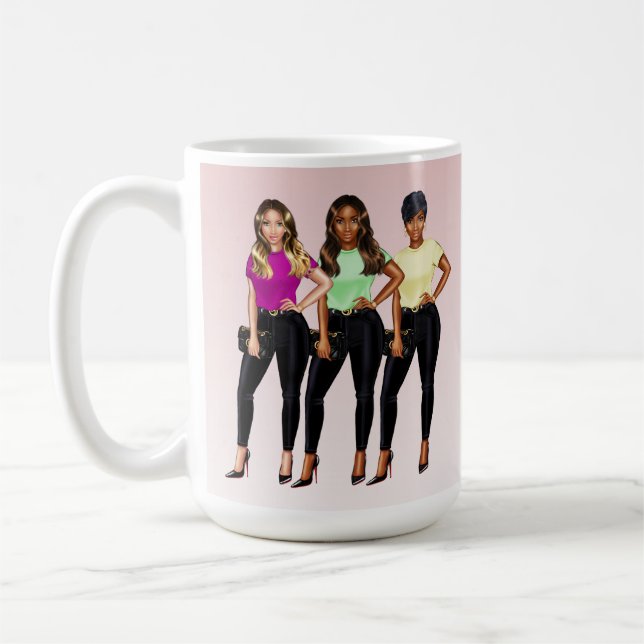 Fly Girl Bossy Women Pink And White Coffee Mug (Left)