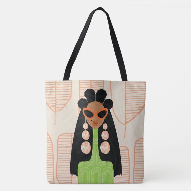 Fly Girl Orange and Green Shoulder Tote (Front)