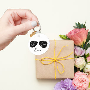 ‘Fly Girl’ Script on Black Aviator Sunglasses,Fun Keychain