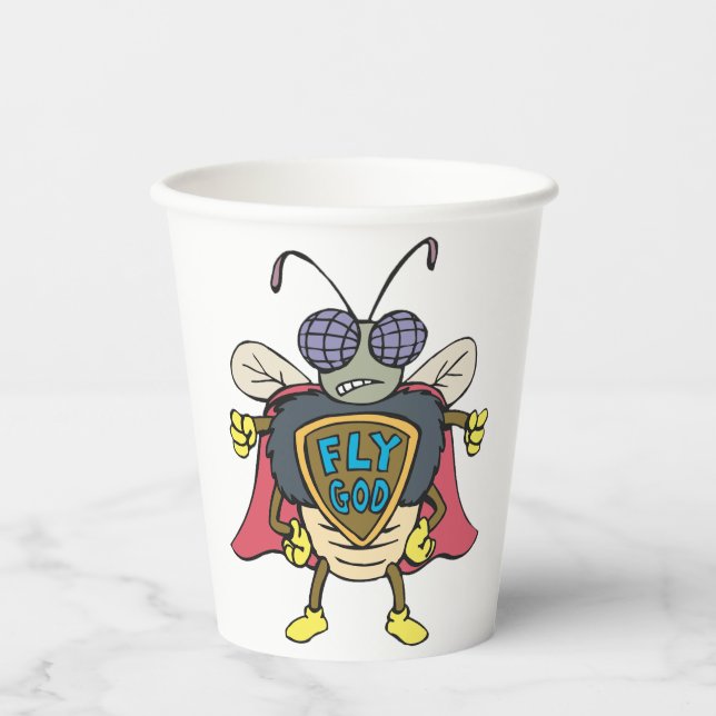 Fly God Superhero Fly Insect Character Paper Cups (Front)