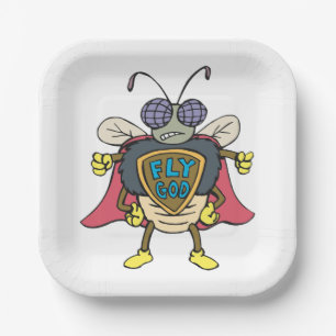 Fly God Superhero Fly Insect Character Paper Plates