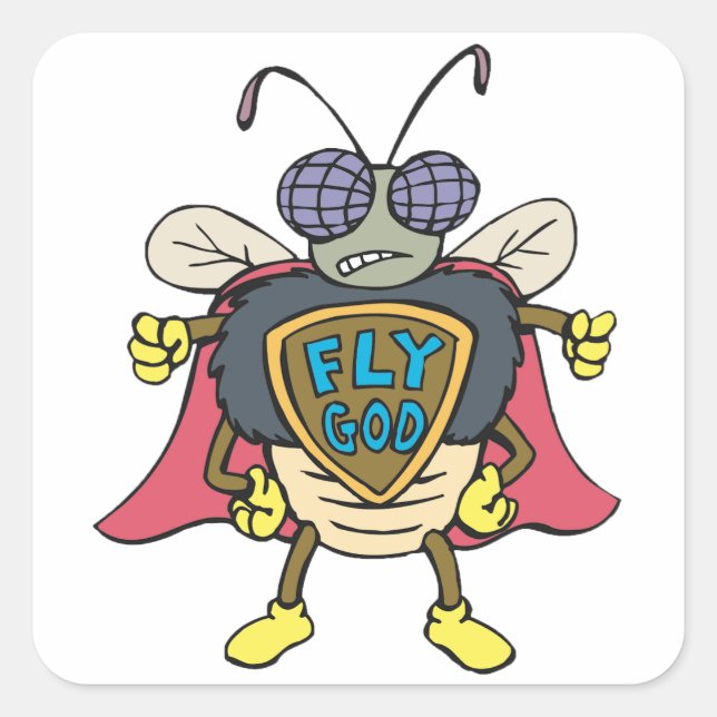 Fly God Superhero Fly Insect Character Square Sticker (Front)