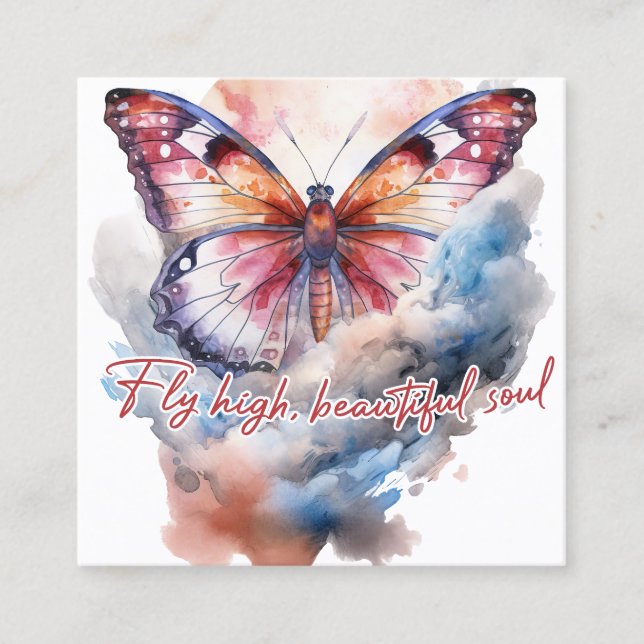 Fly high, beautiful soul square business card (Front)