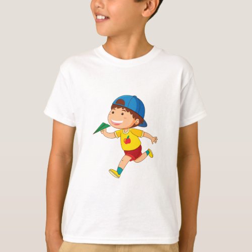 Fly High Boy with Kite Child T_Shirts T_Shirt