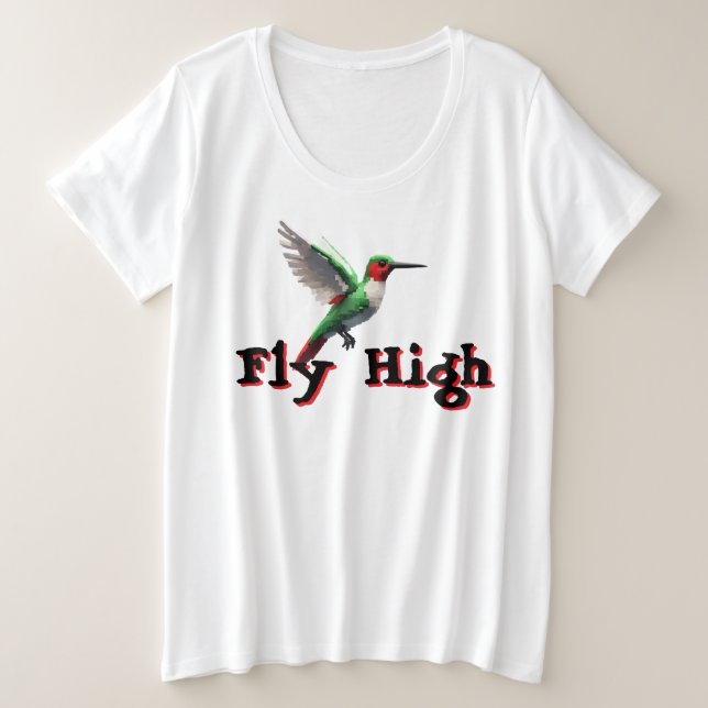 Fly High Hummingbird Plus Size T-Shirt (Design Front)