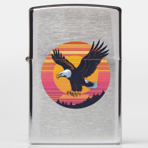 Fly High Soar Free – Retro Eagle Sunset Graphic Zippo Lighter