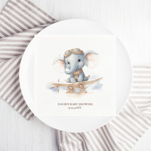 Fly into Adorable Bliss Elephant Watercolor Baby  Napkins