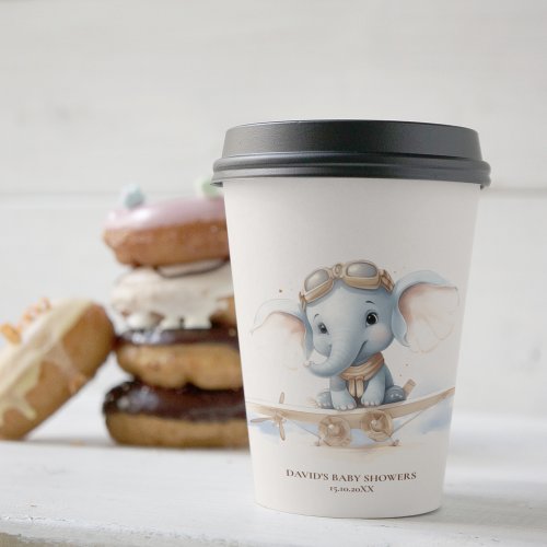 Fly into Adorable Bliss Elephant Watercolor Baby  Paper Cups