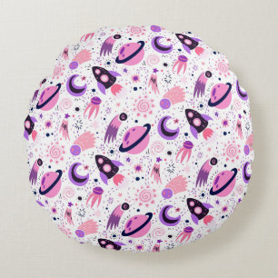 Fly into space! round pillow