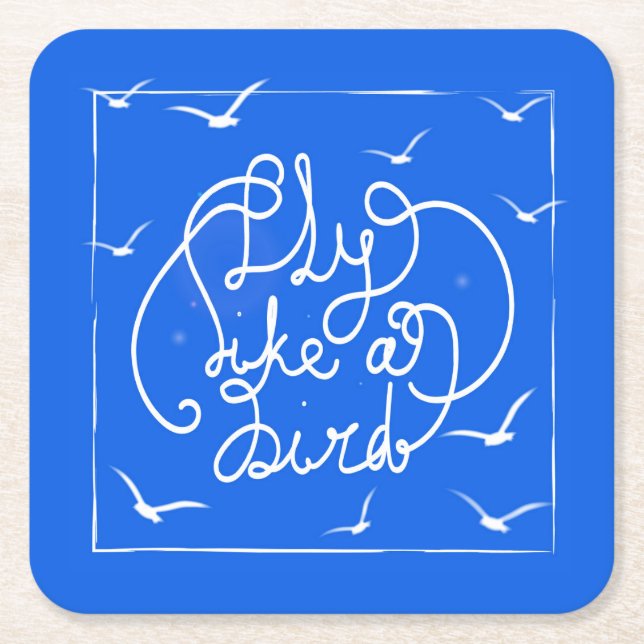 Fly Like A Bird Square Paper Coaster (Front)