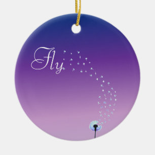 Fly little dandelion seed - Purple Ceramic Ornament