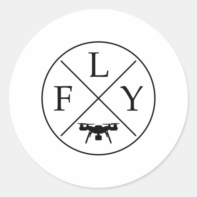 FLY Logo Drone Classic Round Sticker (Front)