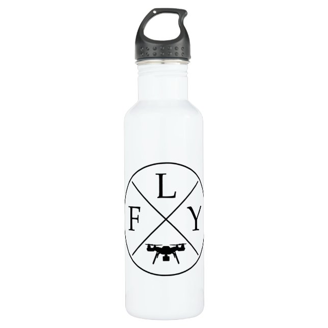 FLY Logo Drone Stainless Steel Water Bottle (Front)