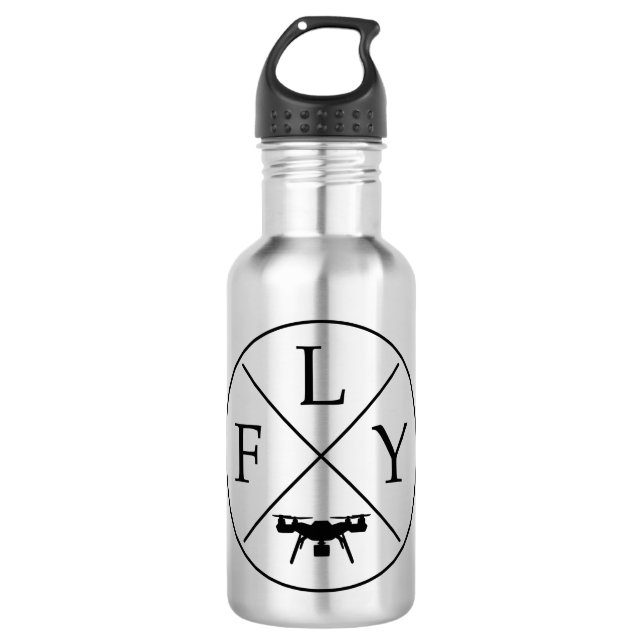 FLY Logo Drone Stainless Steel Water Bottle (Front)