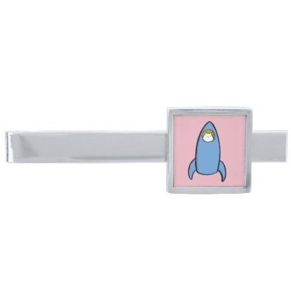 Fly Me To The Mew-n! (pale pink) Silver Finish Tie Clip