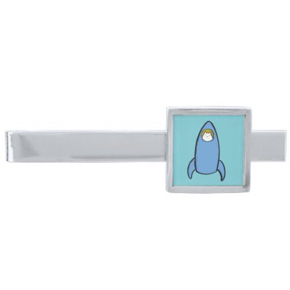 Fly Me To The Mew-n! (robin egg blue) Silver Finish Tie Clip