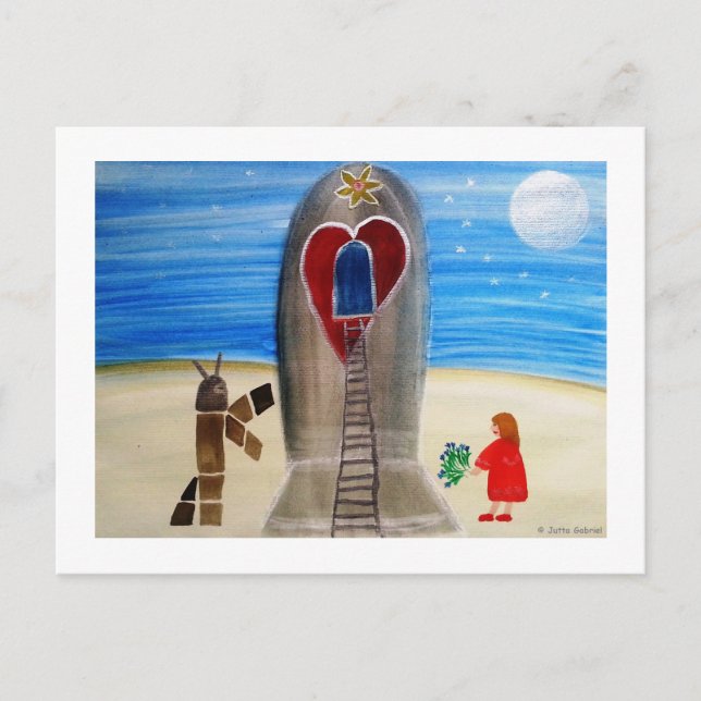 ...Fly Me to The Moon...art by Jutta Gabriel... Postcard (Front)